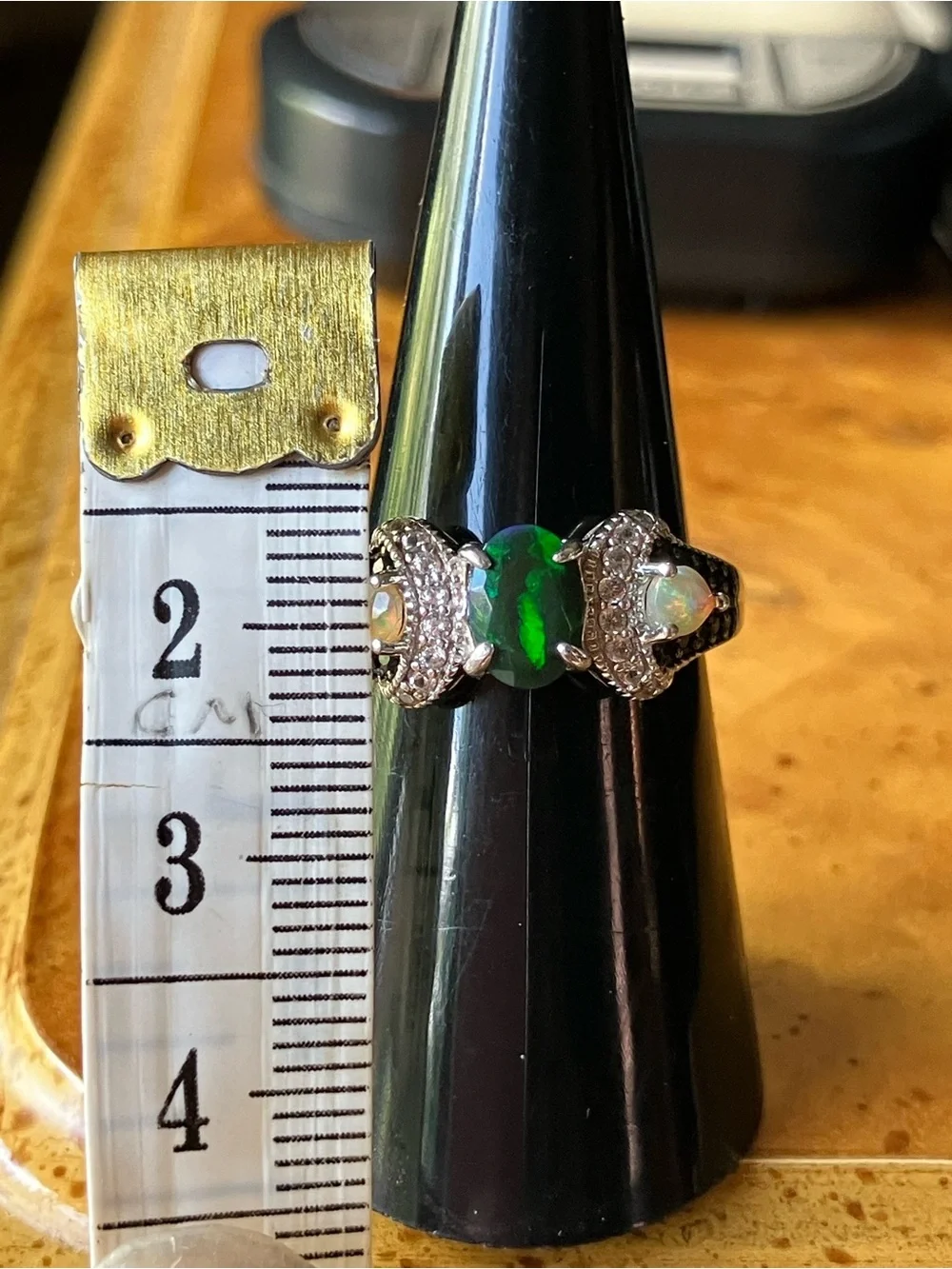 Black Ethiopian Opal Sterling Silver Ring Size 6.75